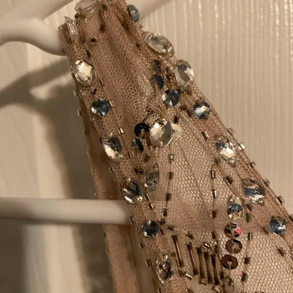 Xscape Aqua Dress with Beaded Straps - Picture 4 of 9